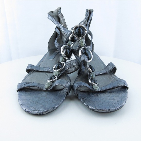 Bandolino Women Gladiator Shoes Justress Silver Synthetic Zip Size 6 Medium - Picture 2 of 10